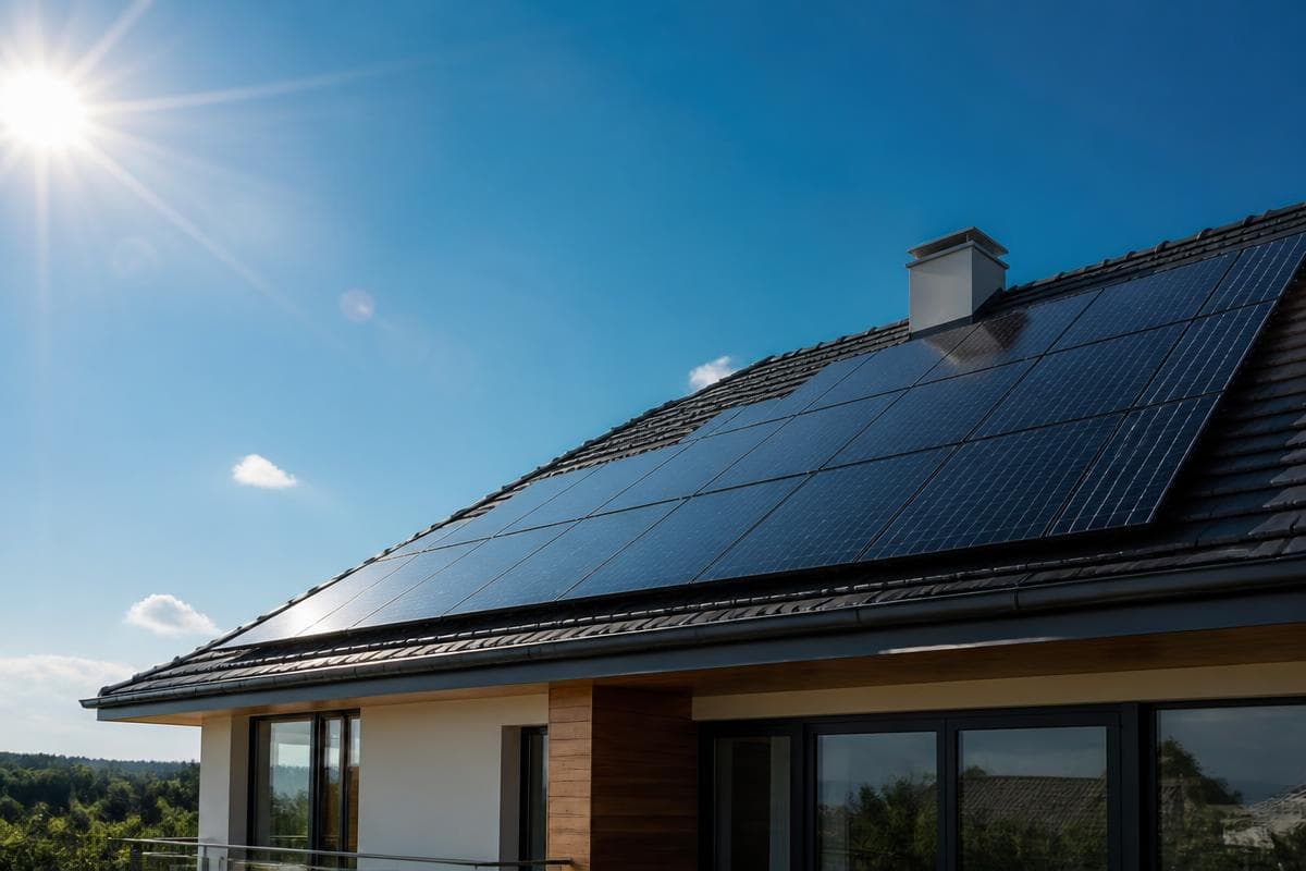 Solar PV panels installed on a residential roof